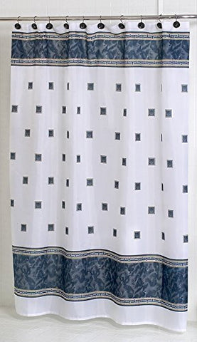 BenandJonah Collection Fabric Shower Curtain 70 x 72 inch  Elegant Squares Black