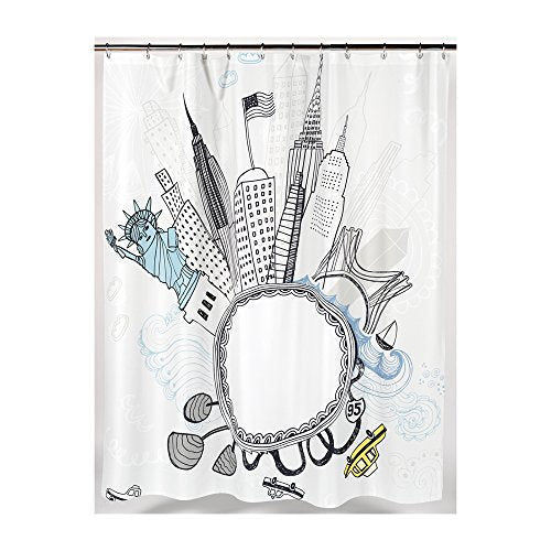 Park Avenue Deluxe Collection Park Avenue Deluxe Collection  inch Funky City inch  Fabric Shower Curtain