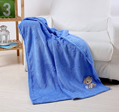 Ultra Soft Embroidered Baby Blanket (30 inch  x 40 inch ) - Blue