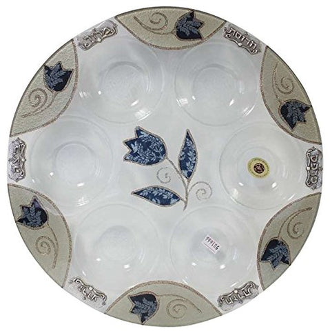 Seder Plate Round - Blue Tulip - 14 inch  D