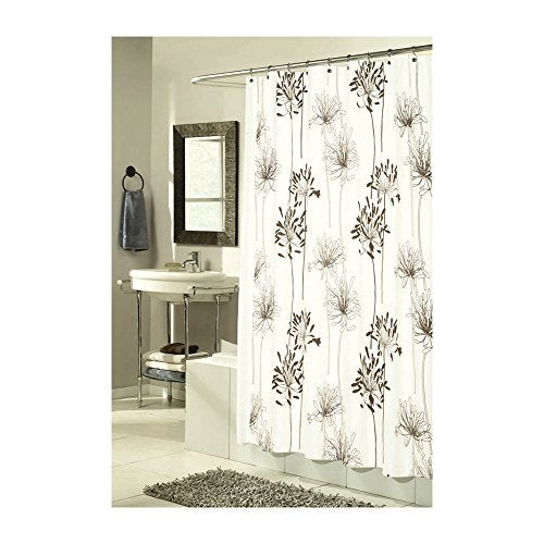 Park Avenue Deluxe Collection Park Avenue Deluxe Collection  inch Cologne inch  Fabric Shower Curtain with Poly Taffeta Flocking in Brown/Ivory