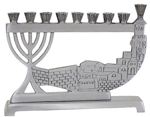 Lamp Lighters Ultimate Judaica Candle Menorah - Pewter - 6 inch  H