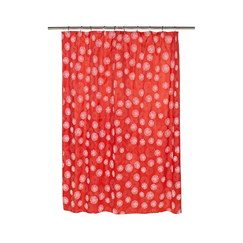 Park Avenue Deluxe Collection Park Avenue Deluxe Collection  inch Vienna inch  Fabric Shower Curtain with Poly Taffeta Flocking in White/Red