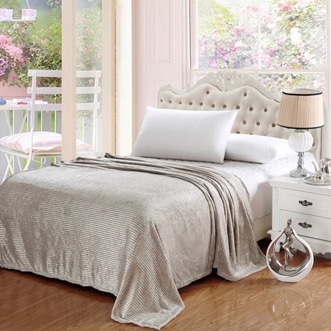 Popular Home Pinstripe Collection Grey Full Size Ultra Plush Blanket