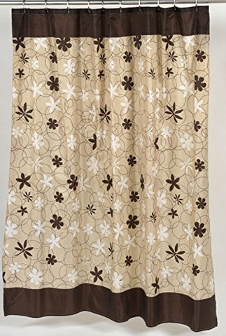 BenandJonah Collection Fabric Shower Curtain 70 x 72 inch  Flower Party Brown