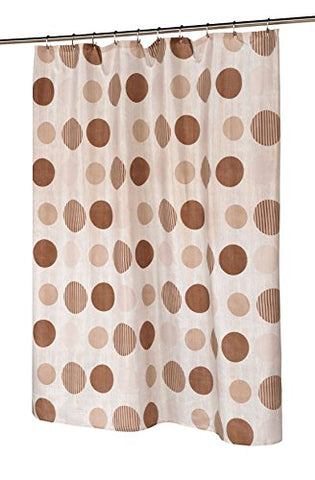 BenandJonah Collection Fabric Shower Curtain 70 x 72 inch  Brown Circles