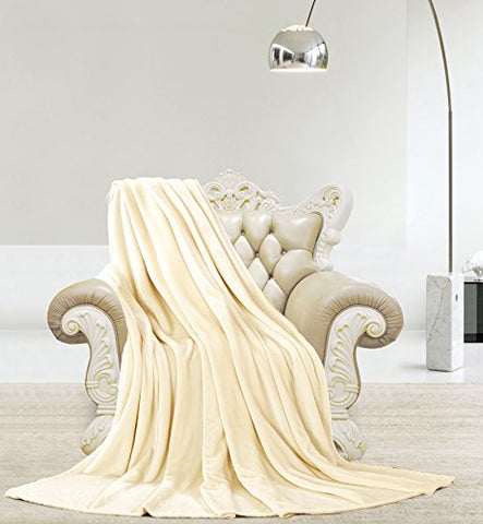 Ultra Lush Shiny Velvet Queen Size Microplush Blanket (90 inch  x 90 inch ) - Off White