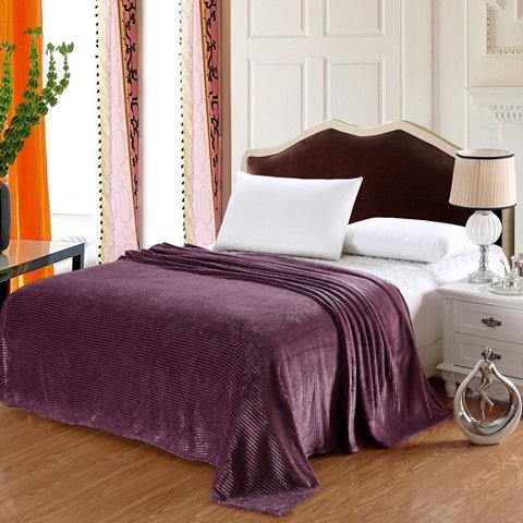 Popular Home Pinstripe Collection Purple Full Size Ultra Plush Blanket