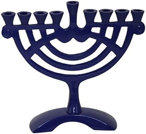 Lamp Lighters Ultimate Judaica Aluminium Menorah Blue -6 inch H