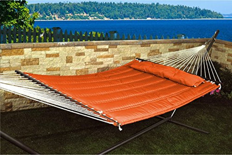 Patio Bliss Hammock Quilted with Pillow with  inch S inch  Stitch - Terra Cotta