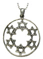 Silver Necklace With Hanging Star of David Pendant - Chain 16 inch  Pendant 1 1/8 inch  D