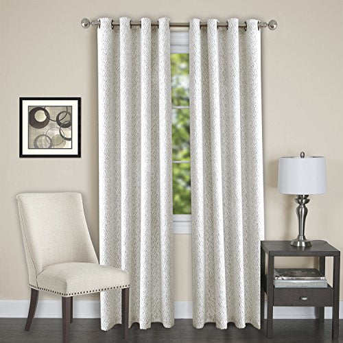 Lorraine Set of 2 Room Darkening Energy Efficient Blackout Curtain Panels (52 inch  x 84 inch ) with 8 Grommets - White