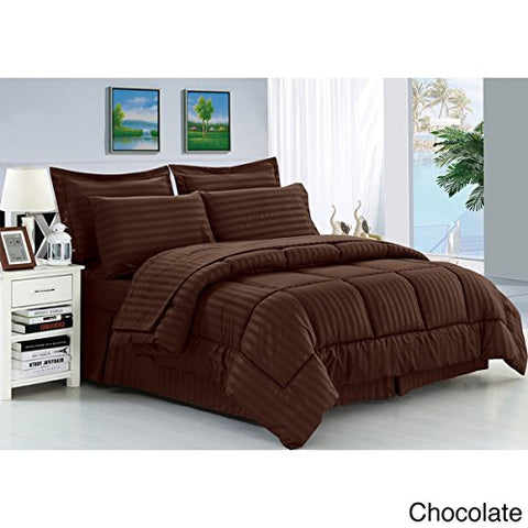 Cozy Home Down Alternative 5 Piece Embossed Comforter Set - Brown (Queen)