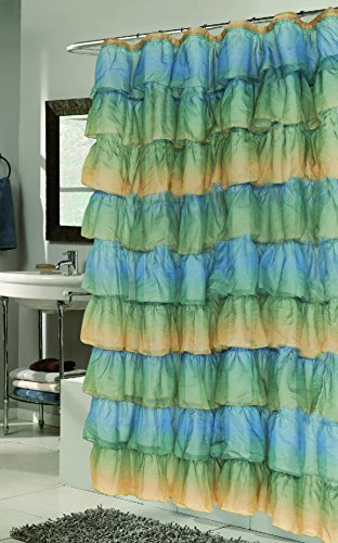 The Conquistador Collection Flamenco Tiered Crushed Voile Fabric Shower Curtain (70 inch  x 72 inch ) - Ombre