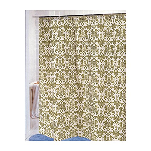 Park Avenue Deluxe Collection Park Avenue Deluxe Collection  inch Damask inch  Fabric Shower Curtain in Sage/Ivory