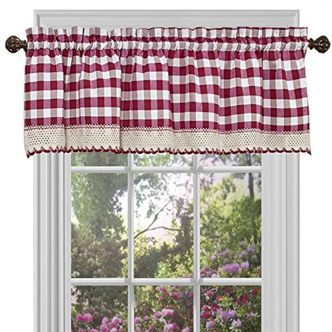 Park Avenue Collection Buffalo Check Valance - 58x14 - Burgundy