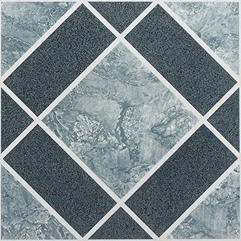 Park Avenue Collection NEXUS Light & Dark Blue Diamond Pattern 12 Inch x 12 Inch Self Adhesive Vinyl Floor Tile #303 - 20 Tiles