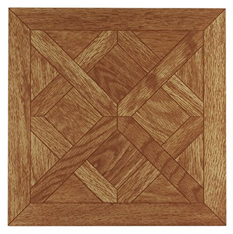 Roman Palace Collection 45 Pack of 12 inch  x 12 inch  Self Adhesive High Gloss (No Wax) Finish 1.2mm Thick Vinyl Tiles - Classic Parquet Oak