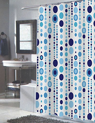 Retro Blue Bubble Extra Long Fabric Shower Curtain Size: 70 inch  x 84 inch 