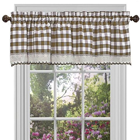 Ben&Jonah Collection Buffalo Check Window Curtain Valance - 58x14 - Taupe