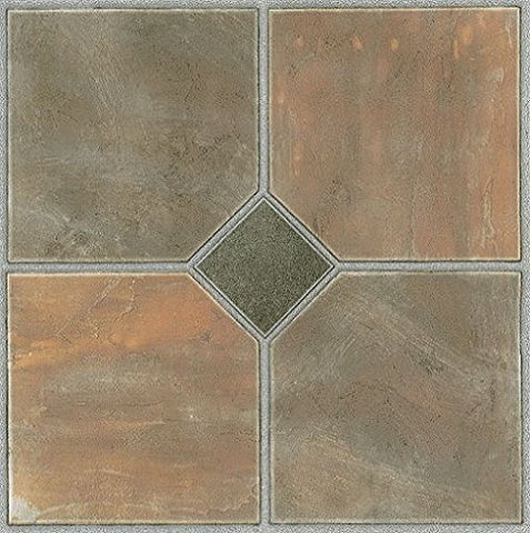 Park Avenue Collection Tivoli Rustic Slate 12 Inch x 12 Inch Self Adhesive Vinyl Floor Tile #326 - 45 Tiles