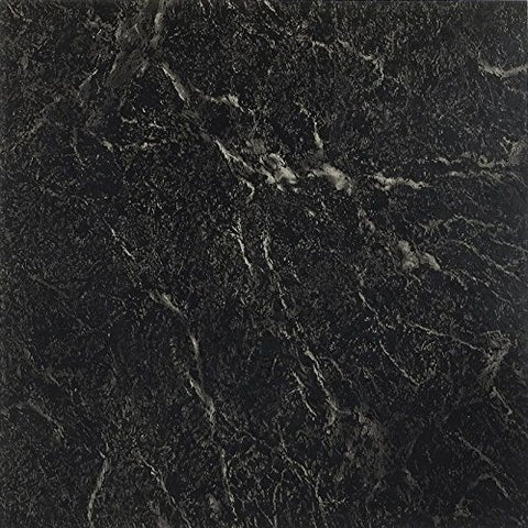 Park Avenue Collection NEXUS Black with White Vein Marble 12 Inch x 12 Inch Self Adhesive Vinyl Floor Tile #409 - 20 Tiles
