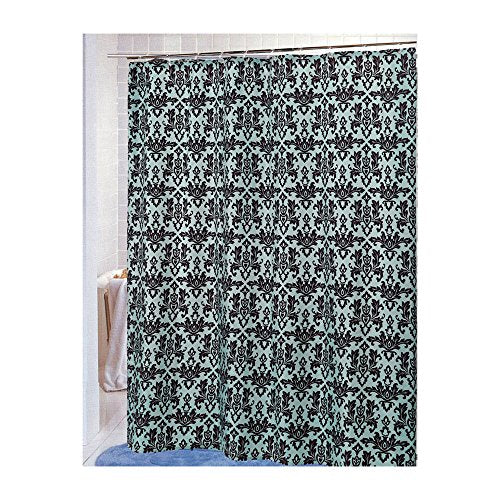 Park Avenue Deluxe Collection Park Avenue Deluxe Collection  inch Damask inch  Fabric Shower Curtain in Chocolate/Blue