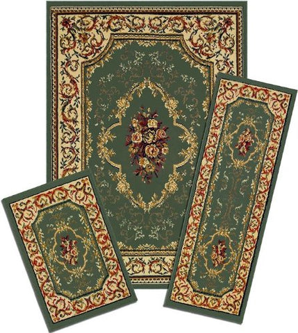 Park Avenue Collection Capri 3 Piece Rug Set - Rose Garden