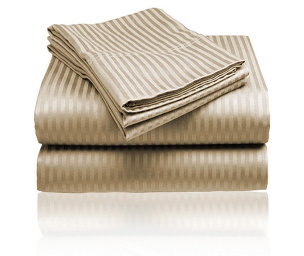 Cozy Home 1800 Series Embossed Striped 4-Piece Sheet Set Queen - Beige