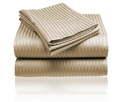 Cozy Home 1800 Series Embossed Striped 4-Piece Sheet Set Queen - Beige