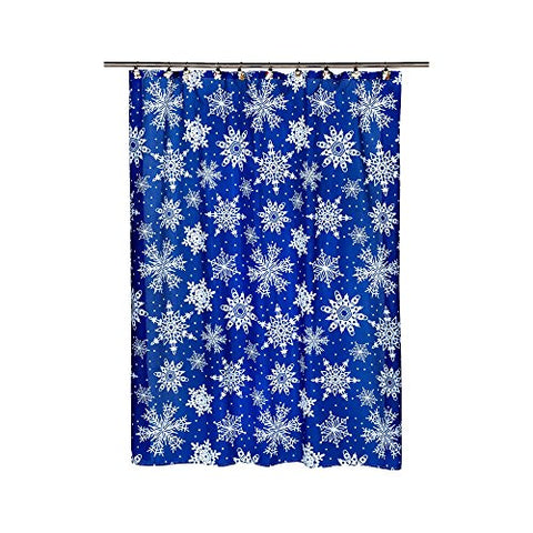 Park Avenue Deluxe Collection  inch Snow Flakes inch  Fabric Shower Curtain