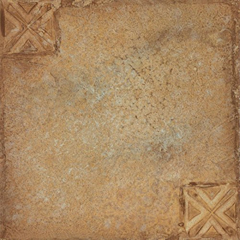 Roman Palace Collection 20 Pack of 12 inch  x 12 inch  Self Adhesive High Gloss (No Wax) Finish 1.2mm Thick Vinyl Tiles - Beige Clay with Motif