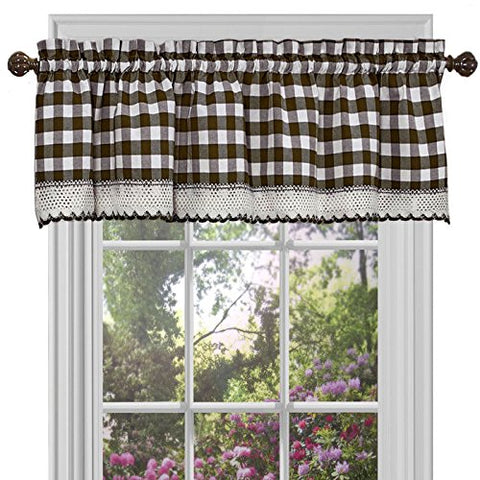 Park Avenue Collection Buffalo Check Valance - 58x14 - Chocolate