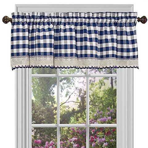 Park Avenue Collection Buffalo Check Valance - 58x14 - Navy