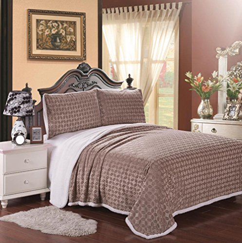 Cozy Home Ultra Soft Reversible Queen Blanket with Sherpa Lining - Mocha
