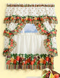 Park Avenue Collection Tuttie Fruitie Cottage Set - 57x24 Tier Pair/57x36 Ruffled Topper with attached valance and tiebacks. - Multi