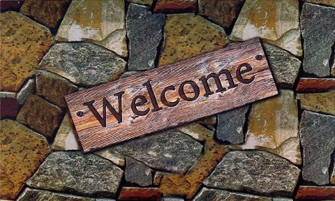 Ben&Jonah Collection Welcome Quarry Stones Outdoor Rubber Entrance Mat 18 in. x 30 in.