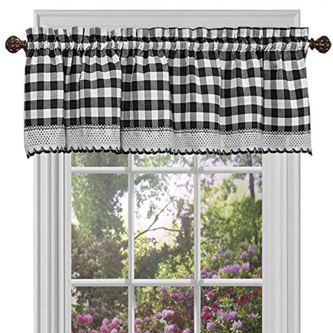 Park Avenue Collection Buffalo Check Valance - 58x14 - Black