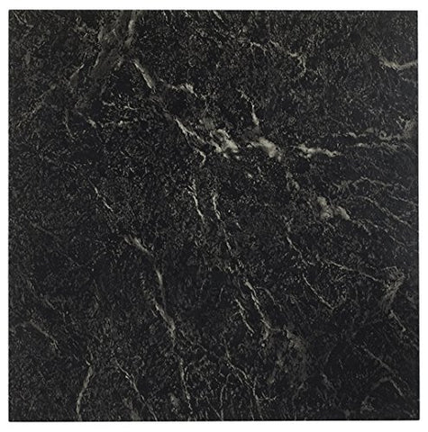 Roman Palace Collection 20 Pack of 12 inch  x 12 inch  Self Adhesive High Gloss (No Wax) Finish 1.2mm Thick Vinyl Tiles - Black with White Vein Marble