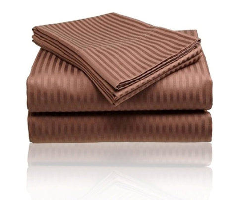 Cozy Home 1800 Series Embossed Striped 4-Piece Sheet Set Full - Chocolate