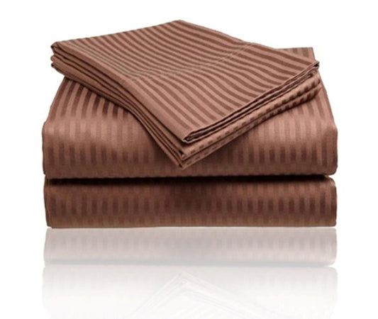 Cozy Home 1800 Series Embossed Striped 4-Piece Sheet Set Queen - Chocolate