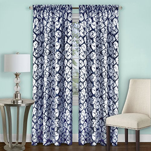 Ben&Jonah Collection Batik Window Curtain Panel - 52x63 - Navy