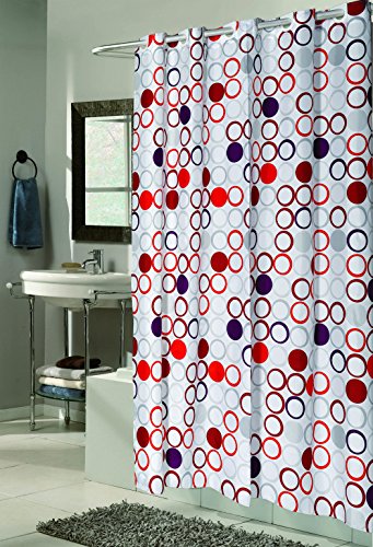 Royal Bath Easy On No Hooks Needed Extra Wide (108 inch  x 72 inch ) Fabric Shower Curtain with Built in Hooks - Bohemia