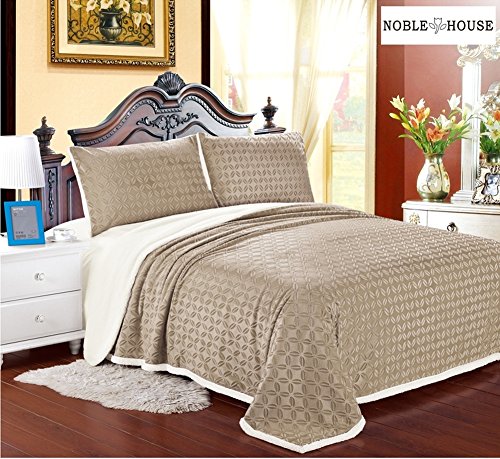Cozy Home Ultra Soft Reversible Queen Blanket with Sherpa Lining - Beige