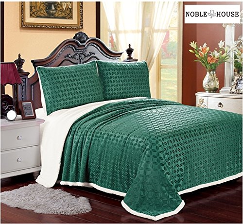 Cozy Home Ultra Soft Reversible Queen Blanket with Sherpa Lining - Sage