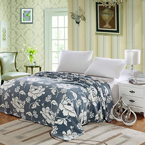 Ultra Comfort Floral Microplush Blanket - Charcoal (Full)