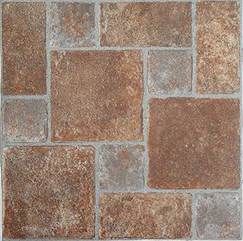 Roman Palace Collection 20 Pack of 12 inch  x 12 inch  Self Adhesive High Gloss (No Wax) Finish 1.2mm Thick Vinyl Tiles - Brick Pavers