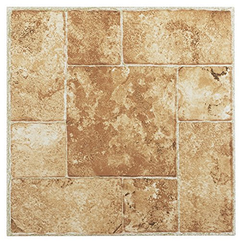 Roman Palace Collection 20 Pack of 12 inch  x 12 inch  Self Adhesive High Gloss (No Wax) Finish 1.2mm Thick Vinyl Tiles - Beige Terracotta