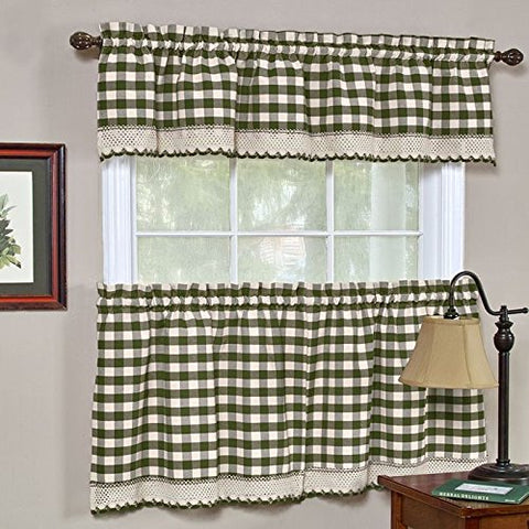 Ben&Jonah Collection Buffalo Check Window Curtain Tier Pair - 58x36 - Sage