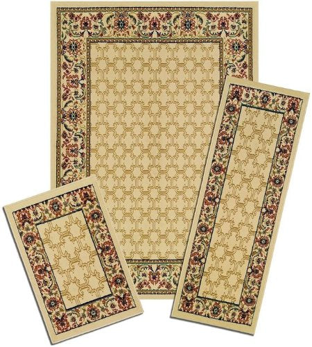 Park Avenue Collection Capri 3 Piece Rug Set - Wrought Iron Medallion